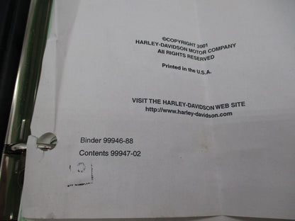 Harley Davidson Factory 2002 Pre Delivery Set Up Manual Instructions 99947-02