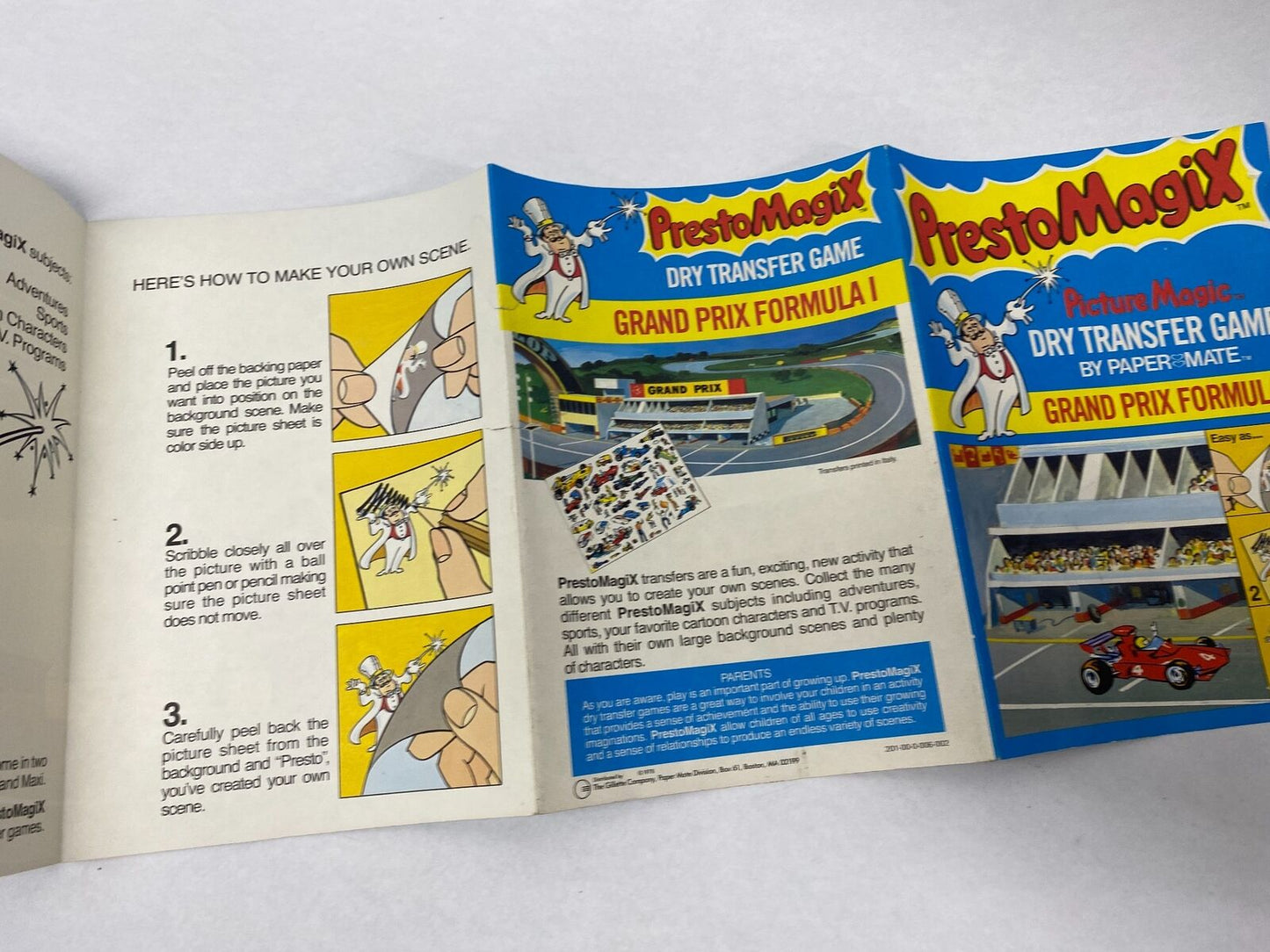 Presto Magix Picture Magic Dry Transfer Game Paper Male Grand Prix Formula 1