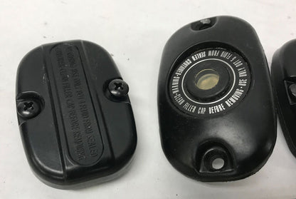 Stock OEM Lot (3) Master Brake Cylinder Covers Black Harley Davidson Softail