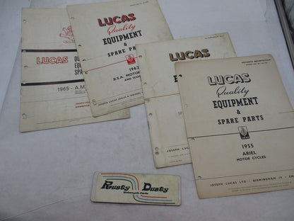 Lot of 4 Lucas Parts List 1955 1951 1962 1965 Books Catalogs Triumph BSA Ariel