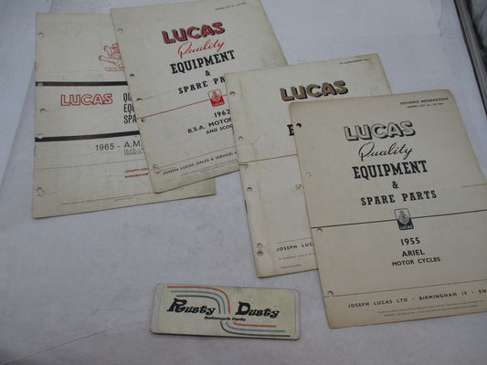 Lot of 4 Lucas Parts List 1955 1951 1962 1965 Books Catalogs Triumph BSA Ariel