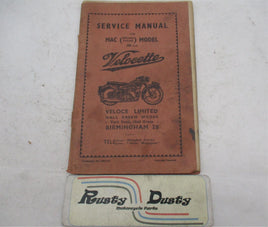 Vintage Original Velocette MAC 350 cc Service Manual Book