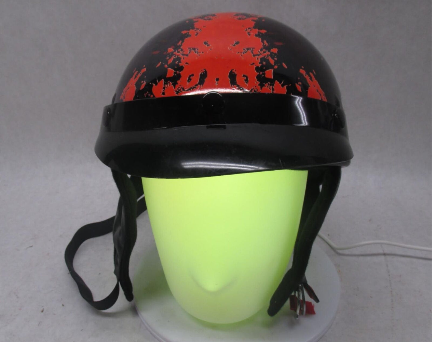Outlaw Black and Red Medium M T-70 Motorcycle Half Helmet 57-58cm