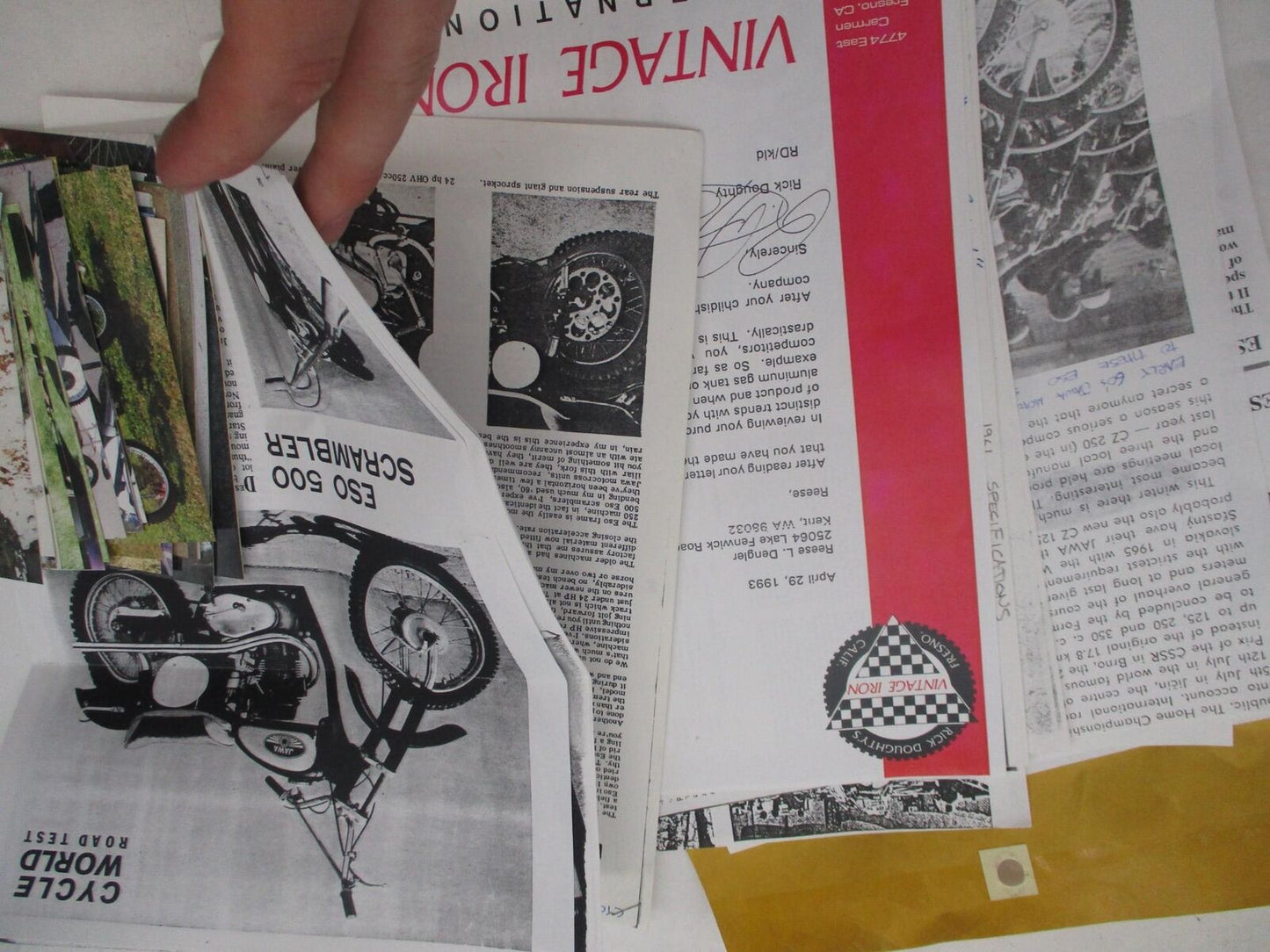 Mixed Lot of Vintage Esso Scrambler Motorcycle Technical Literature and Photos