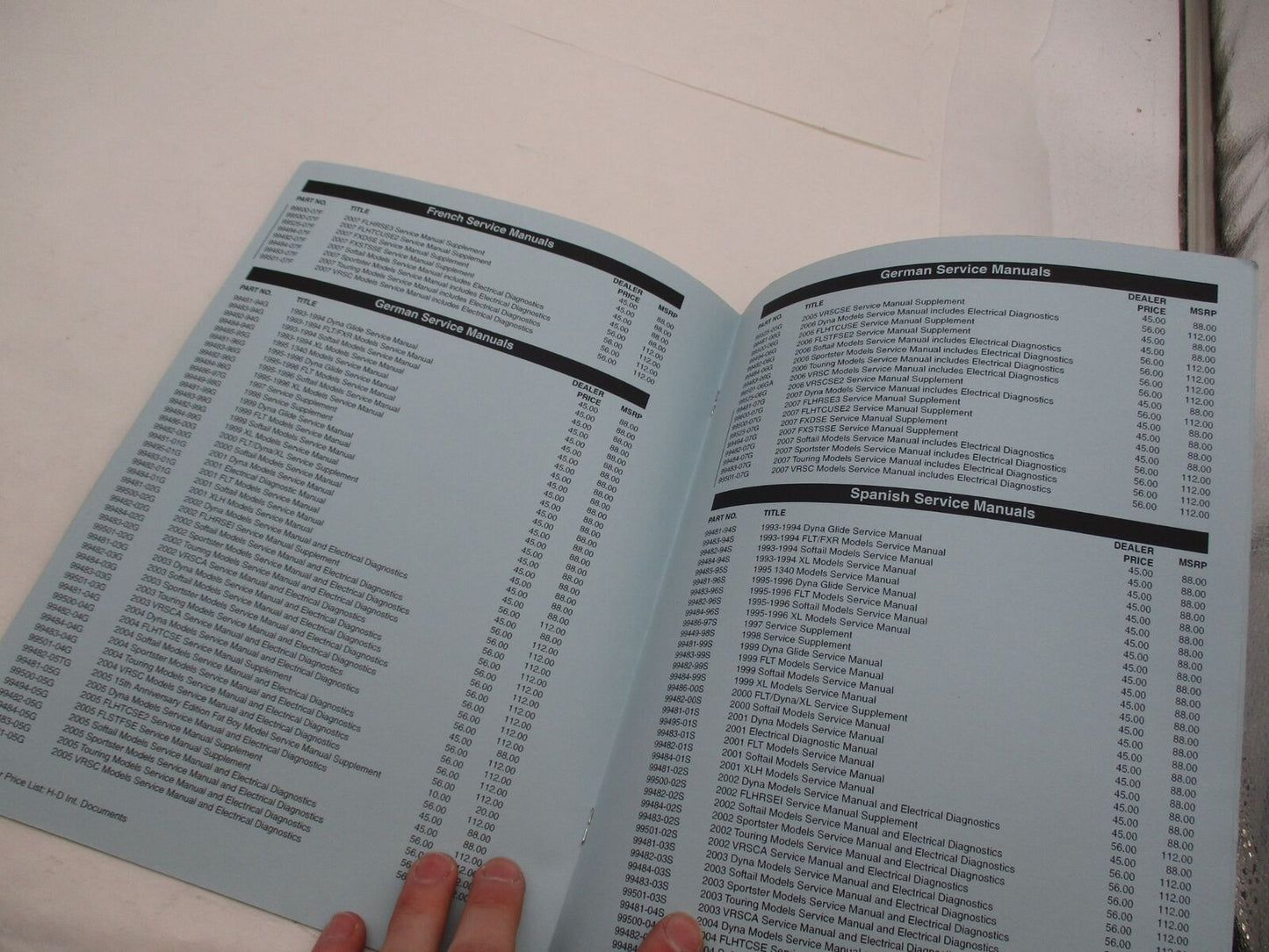 Harley Davidson & Buell 2007 Service Literature Dealer Part Number List