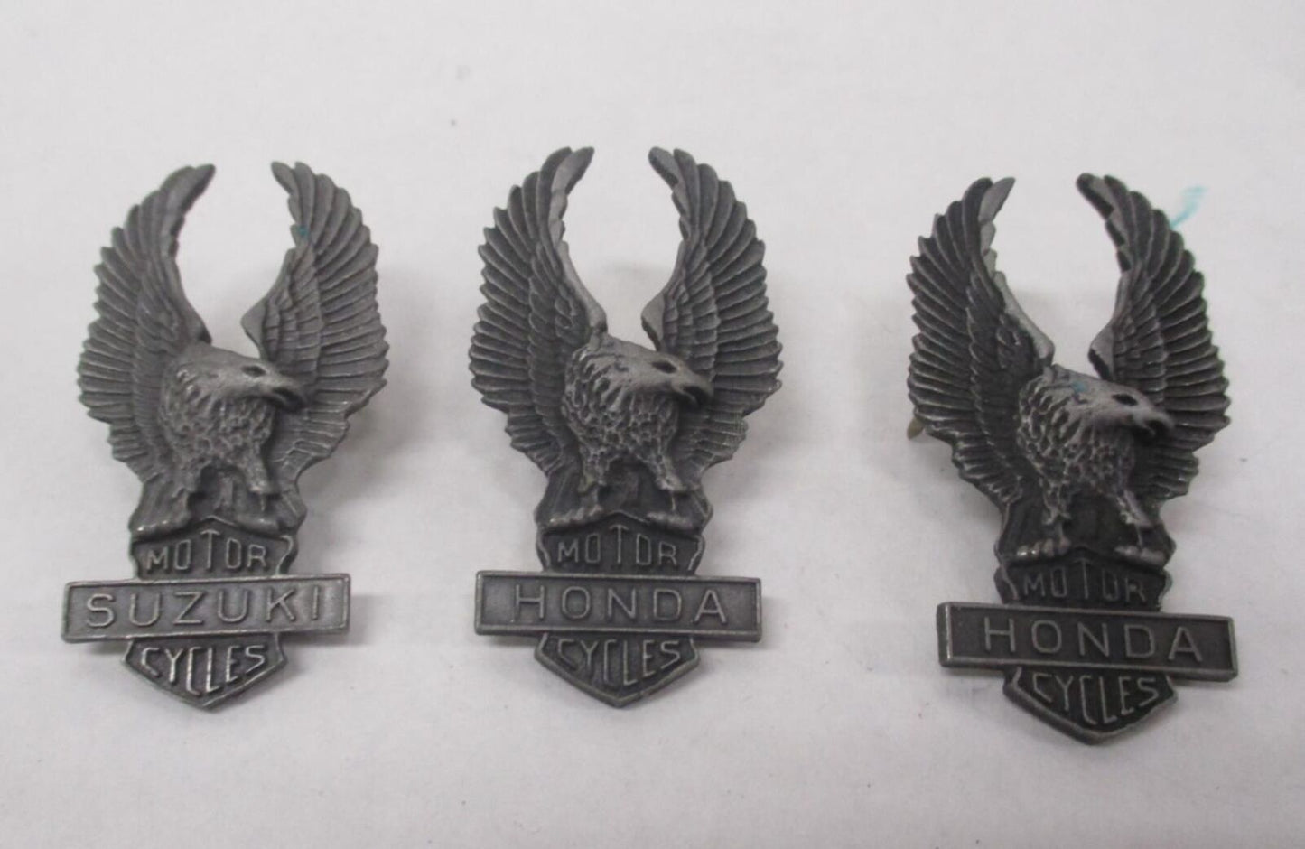 Lot of (3) Honda Suzuki Motorcycle Eagle Jacket Vest Pins No Backs