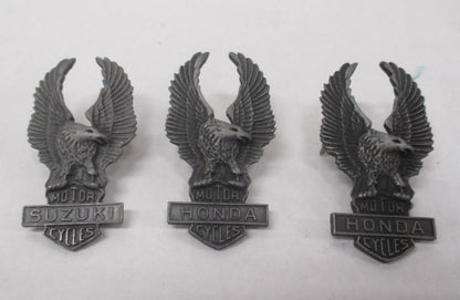 Lot of (3) Honda Suzuki Motorcycle Eagle Jacket Vest Pins No Backs