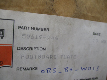 Harley Davidson Genuine NOS Footboard Plate 50619-74A