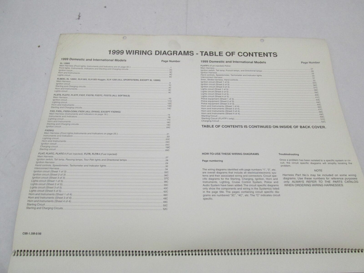 Harley Davidson Official Factory 1999 All Models Wiring Diagrams 99949-99
