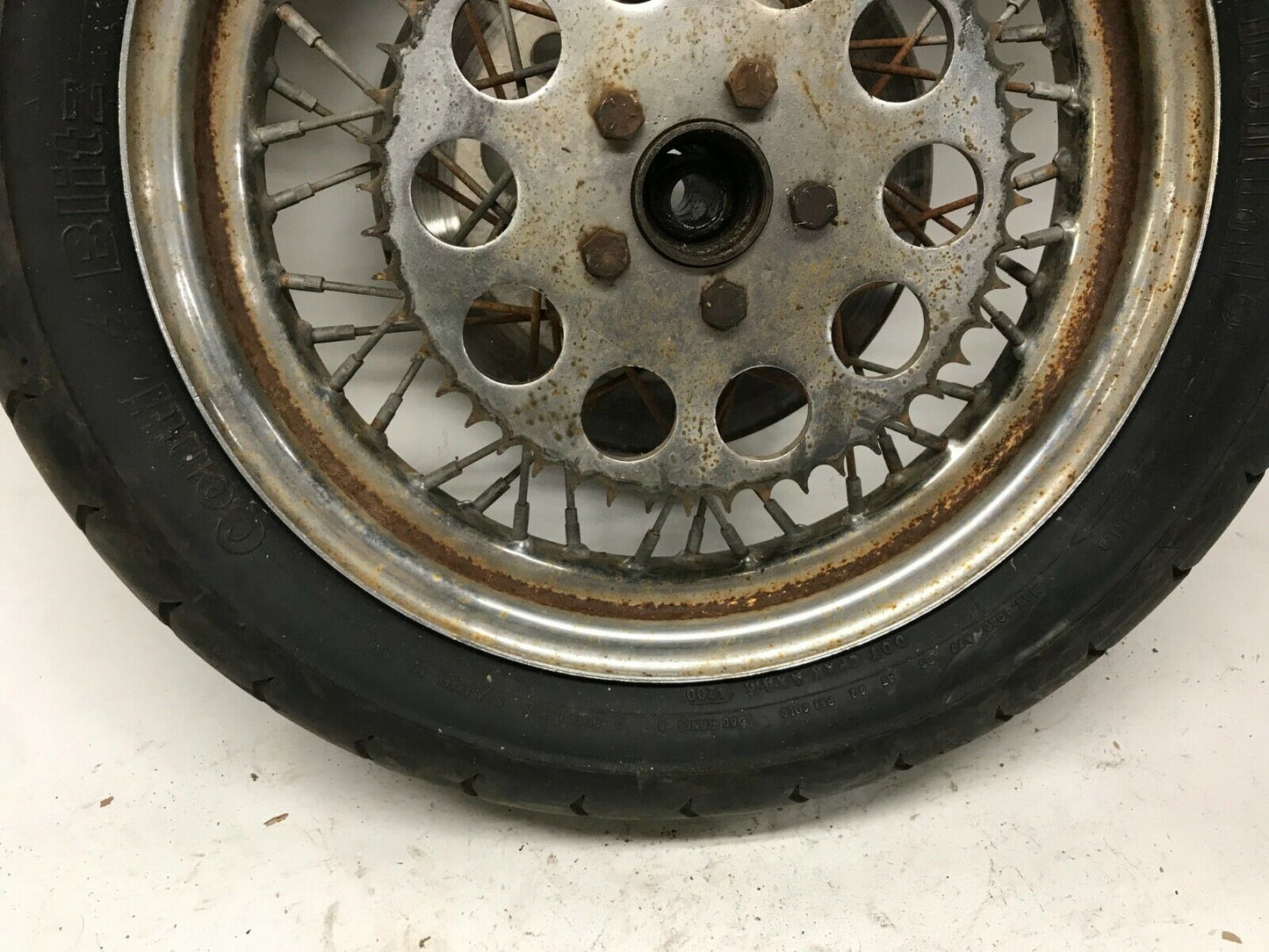 16" Disc Brake Rear Wheel Hub Flange Rim  Harley Shovelhead 47 T Sprocket & Tire