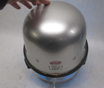 Outlaw Silver G103 Extra Small XS DOT Motorcycle Half Helmet