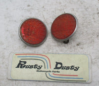 Pair of Vintage Bicycle "Bike" Red 2-1/8" Diameter Reflectors