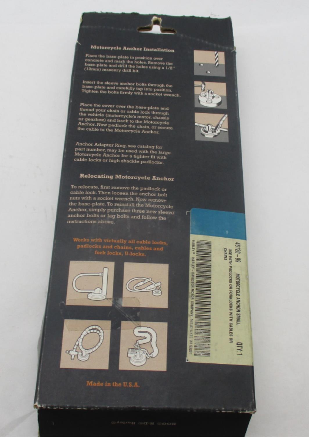Harley Davidson Genuine NOS Anti-Theft Motorcycle Anchor Small Fit 46120-99