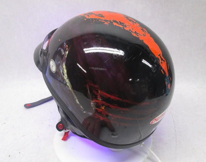 Outlaw Black and Red Medium M T-70 Motorcycle Half Helmet 57-58cm