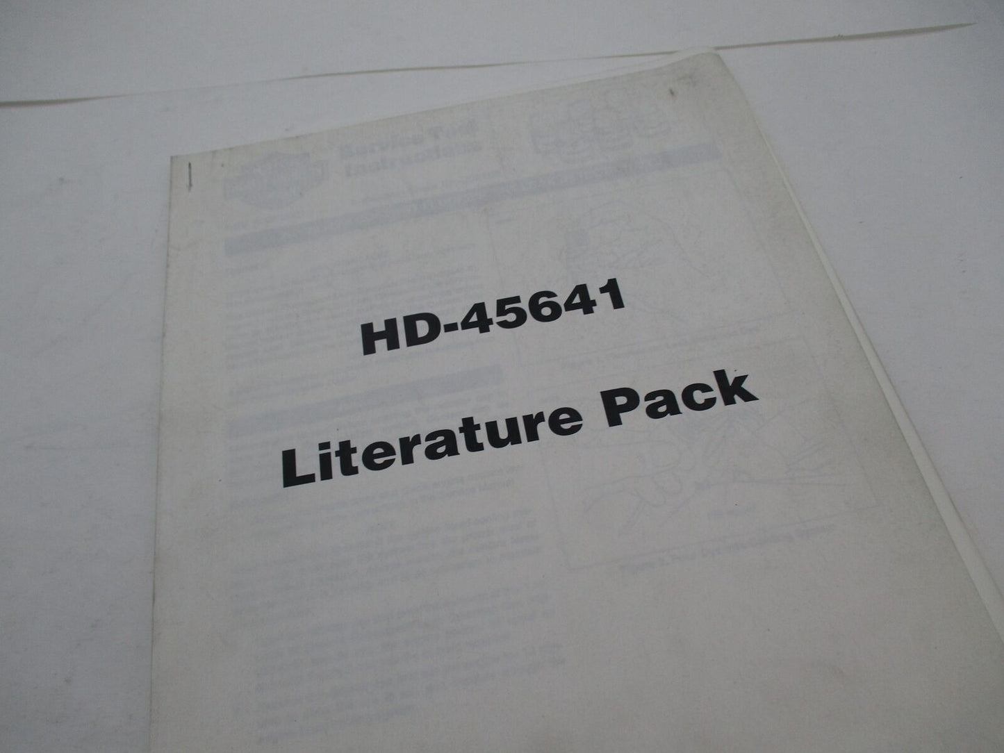 Harley Davidson Literature Pack HD-45641 Service Tool Instructions