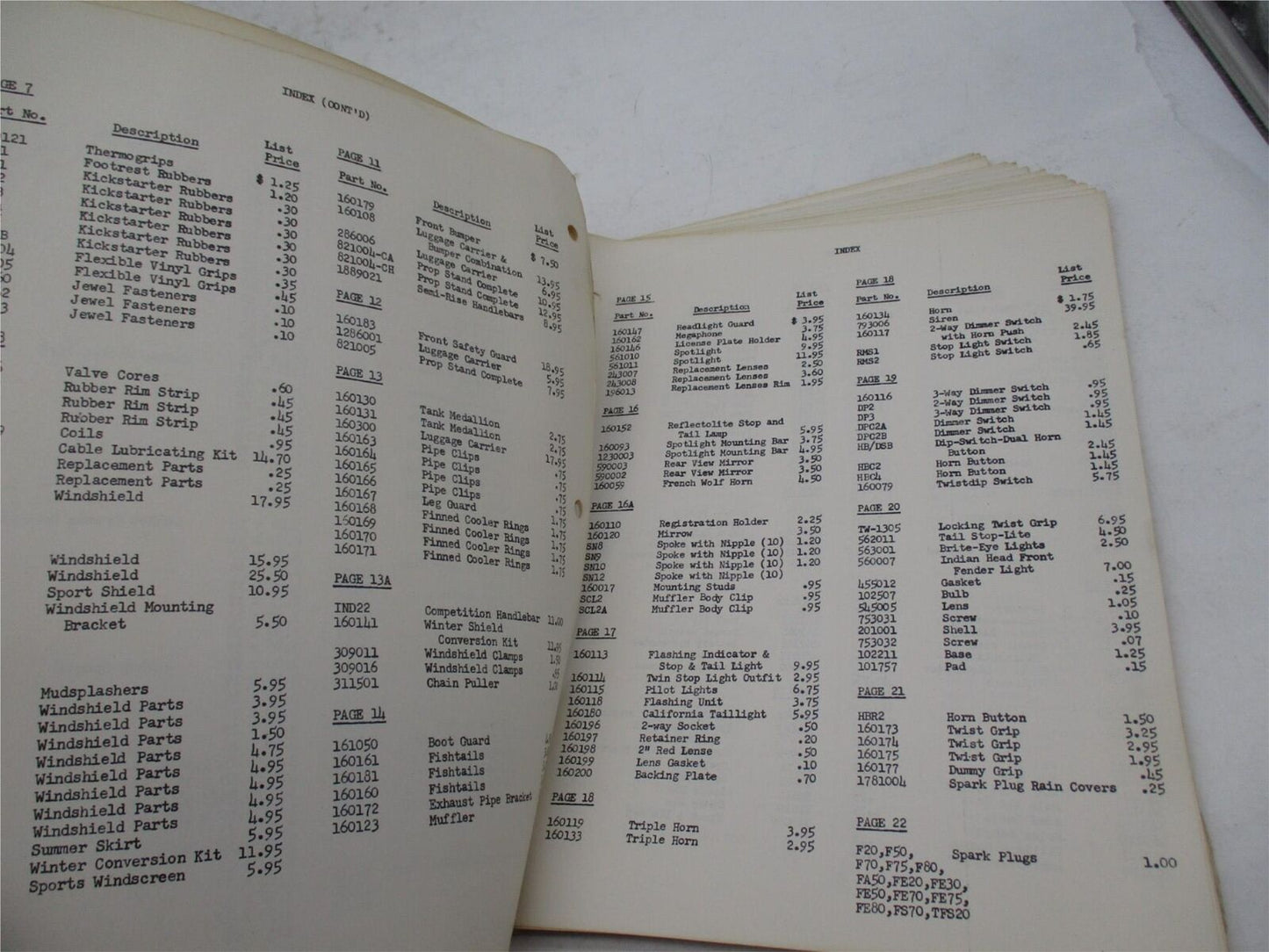Antique 1930's Matchless Indian 45 Page Accessories Catalog Oil Cans Apparel
