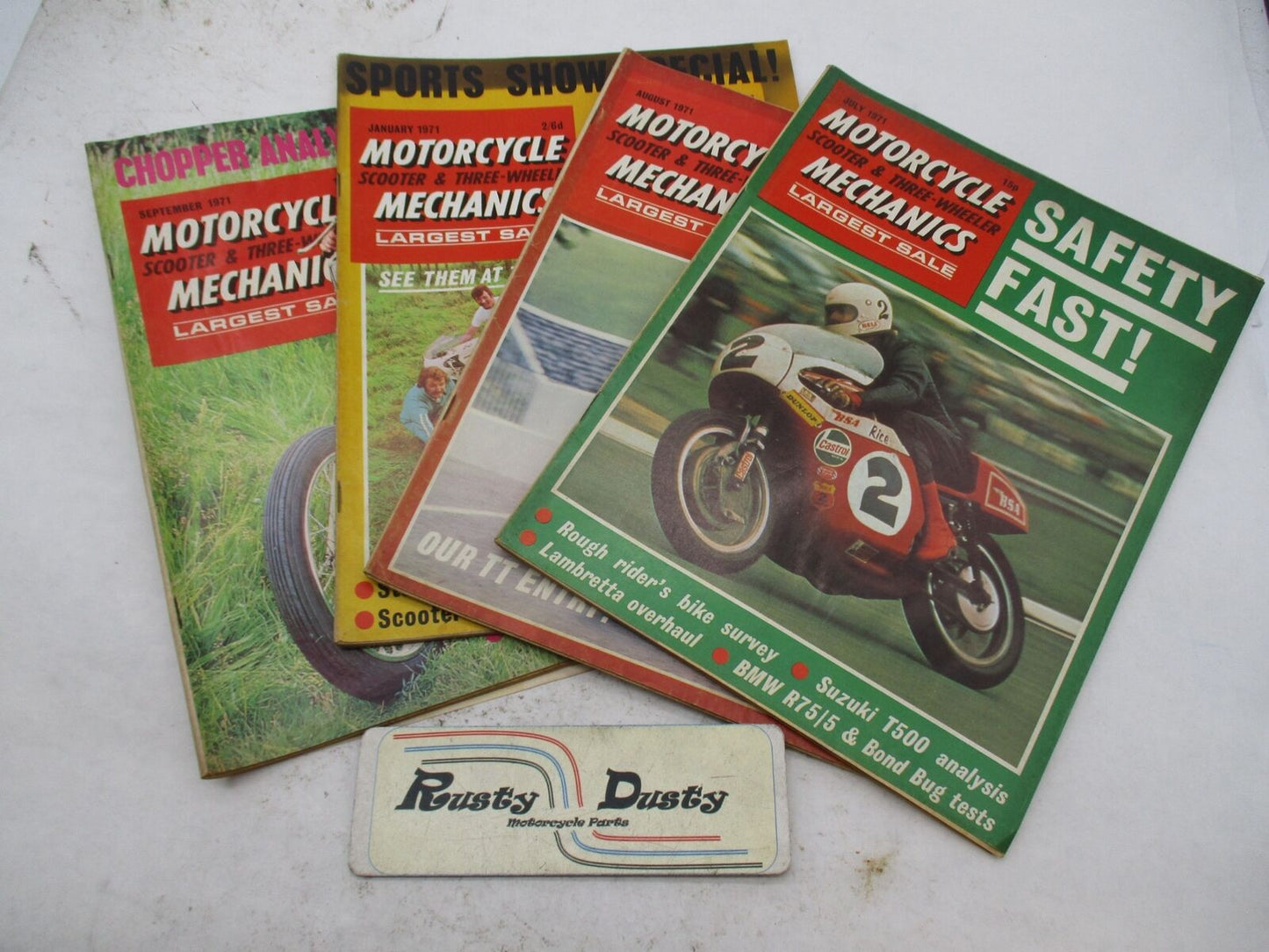 Lot of 4 1971 Vintage Motorcycle Mechanics Magazines Sep Jan Aug July 1971