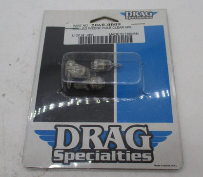 Harley Davidson Pack of 4 Drag Specialties Mini LED Wedge Clear Bulb 2060-0009