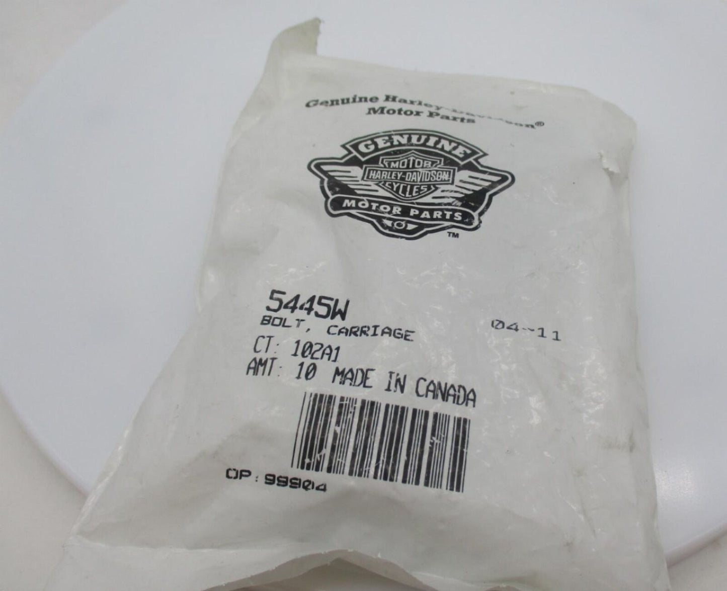 Pack of 10 Harley-Davidson Genuine NOS Carriage Bolts 5445W