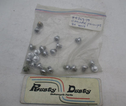 Lot of 23 Harley Davidson Genuine NOS Chrome Philips Pan Head Screws 45369-99