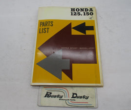 Honda Motor Co. Factory 125 150 Super Sport CB92 Parts List Catalog