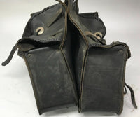 Set of Well Used Motorcycle Harley Leather Saddlebags Concho Style Black