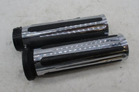 Harley Davidson Pair of Chrome Ribbed Rubber Handlebar Grips