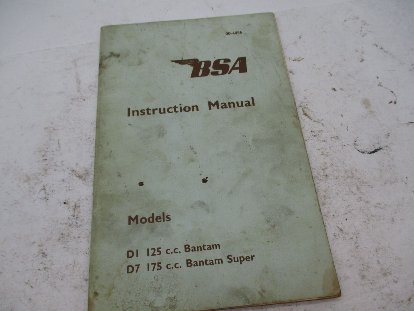 Vintage Original BSA D1 125cc D7 175cc Bantam Bantam Super Instruction Manual