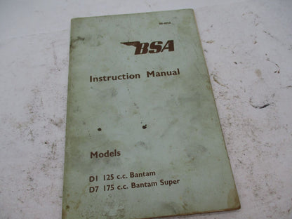 Vintage Original BSA D1 125cc D7 175cc Bantam Bantam Super Instruction Manual