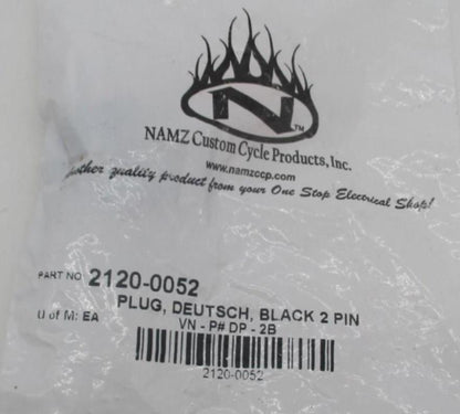 Namz Custom Cycle Products Black 2 Pin Deutsch Plug 2120-0052 Harley Davidson