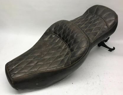 Harley Davidson Mustang Super Glide Seat Diamond Stitched Leather Brown