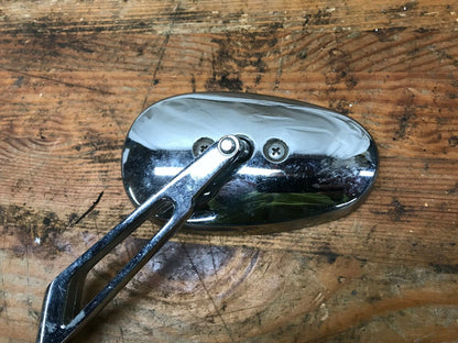 Harley Left side Mirror Chrome Oval Slotted Stem Style Chopper Nice Condition