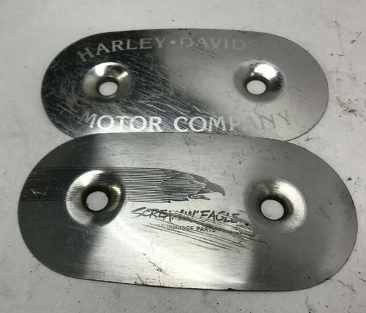 Lot of 2 Harley Air Intake Cover Plate Insert Scremin Eagle Stock Used  Scrapes