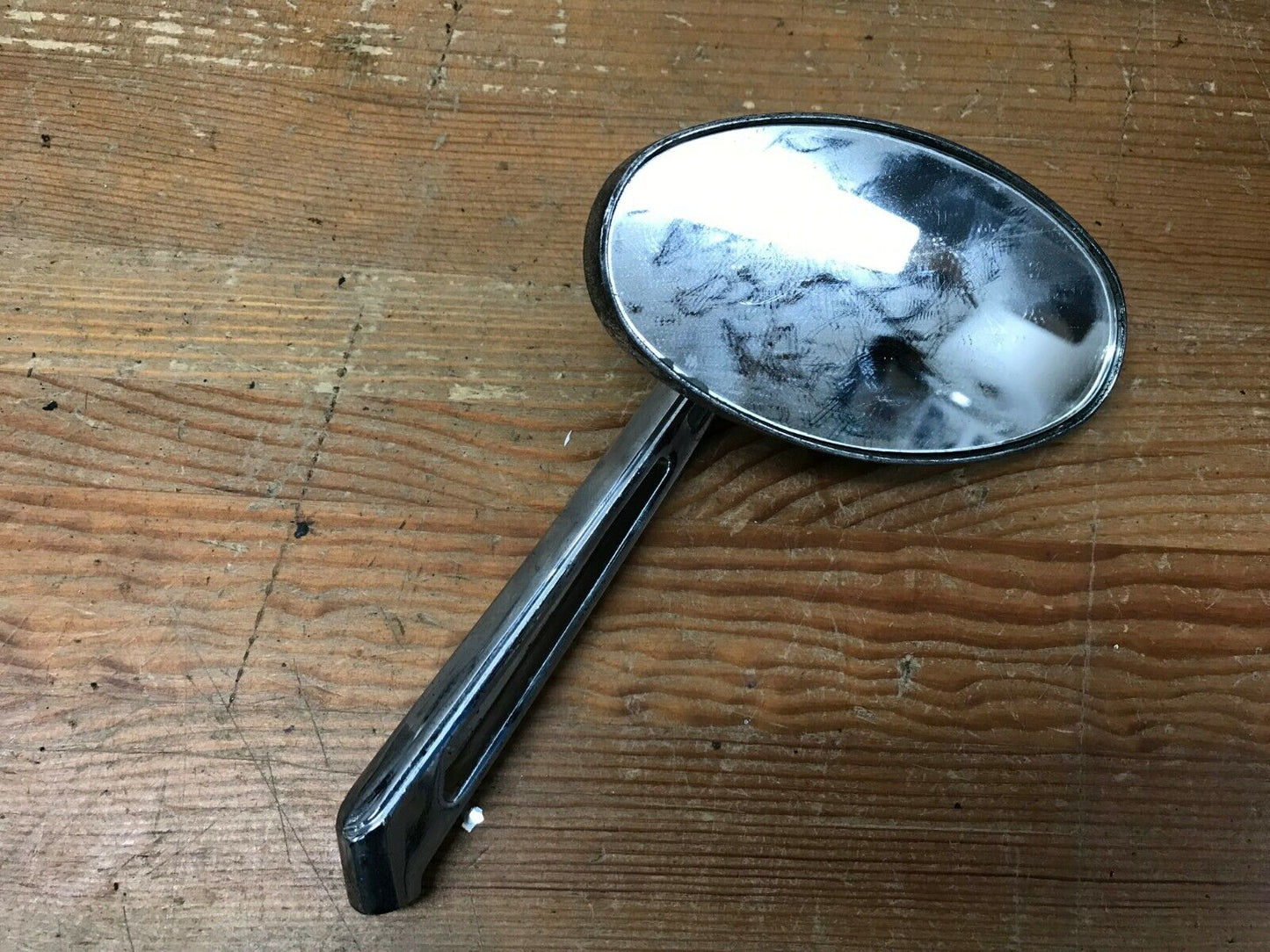Chrome Oval Mirror Right Side Used Old School Patina Tribal Look Chopper Bobber