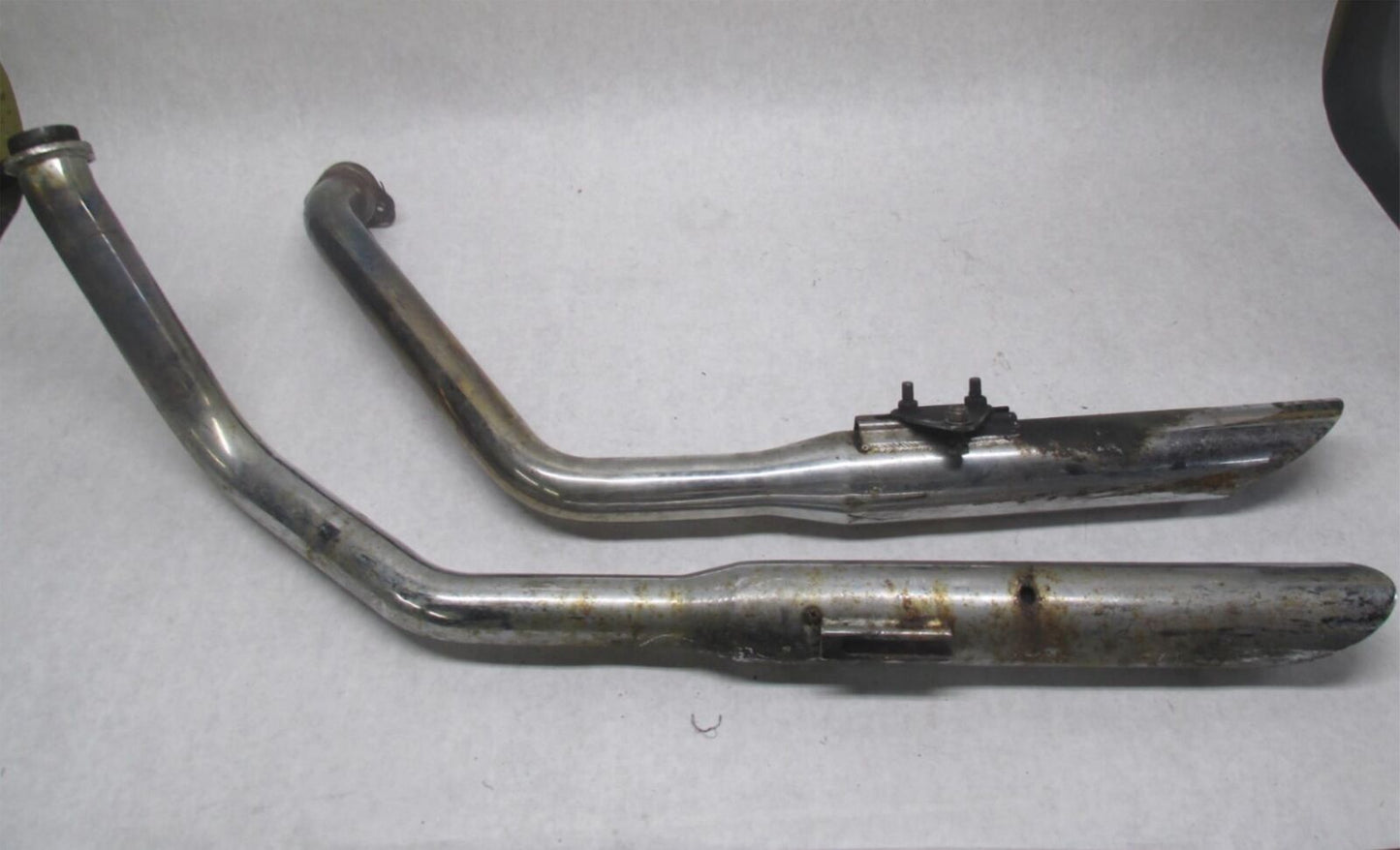 Set of Harley Davidson Shovelhead Vintage Slash Cut Drag Pipes