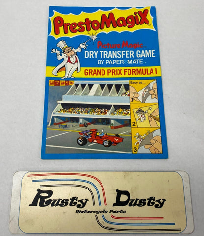 Presto Magix Picture Magic Dry Transfer Game Paper Male Grand Prix Formula 1