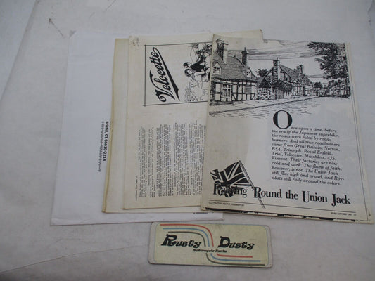 Mixed Lot of Vellocete Motorcycle Articles Photocopies