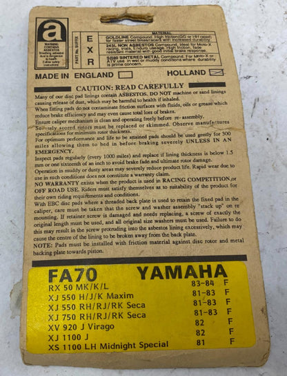 EBC Brake Pads w/ Kevlar FA70 81-83 XJ Yamaha