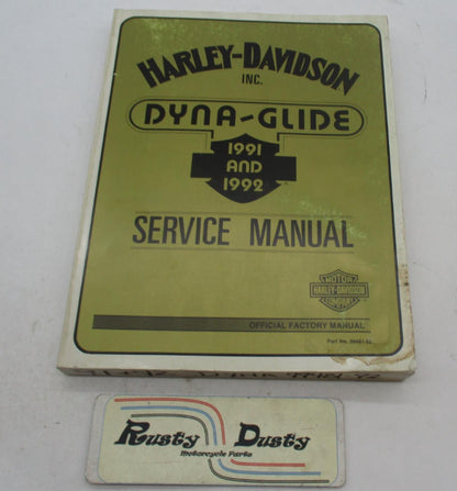 Harley Davidson Official Factory 1991-92 Dyna Models Service Manual 99481-92