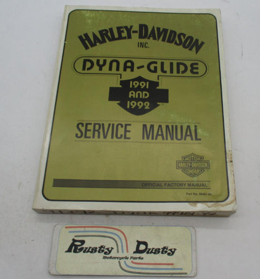 Harley Davidson Official Factory 1991-92 Dyna Models Service Manual 99481-92