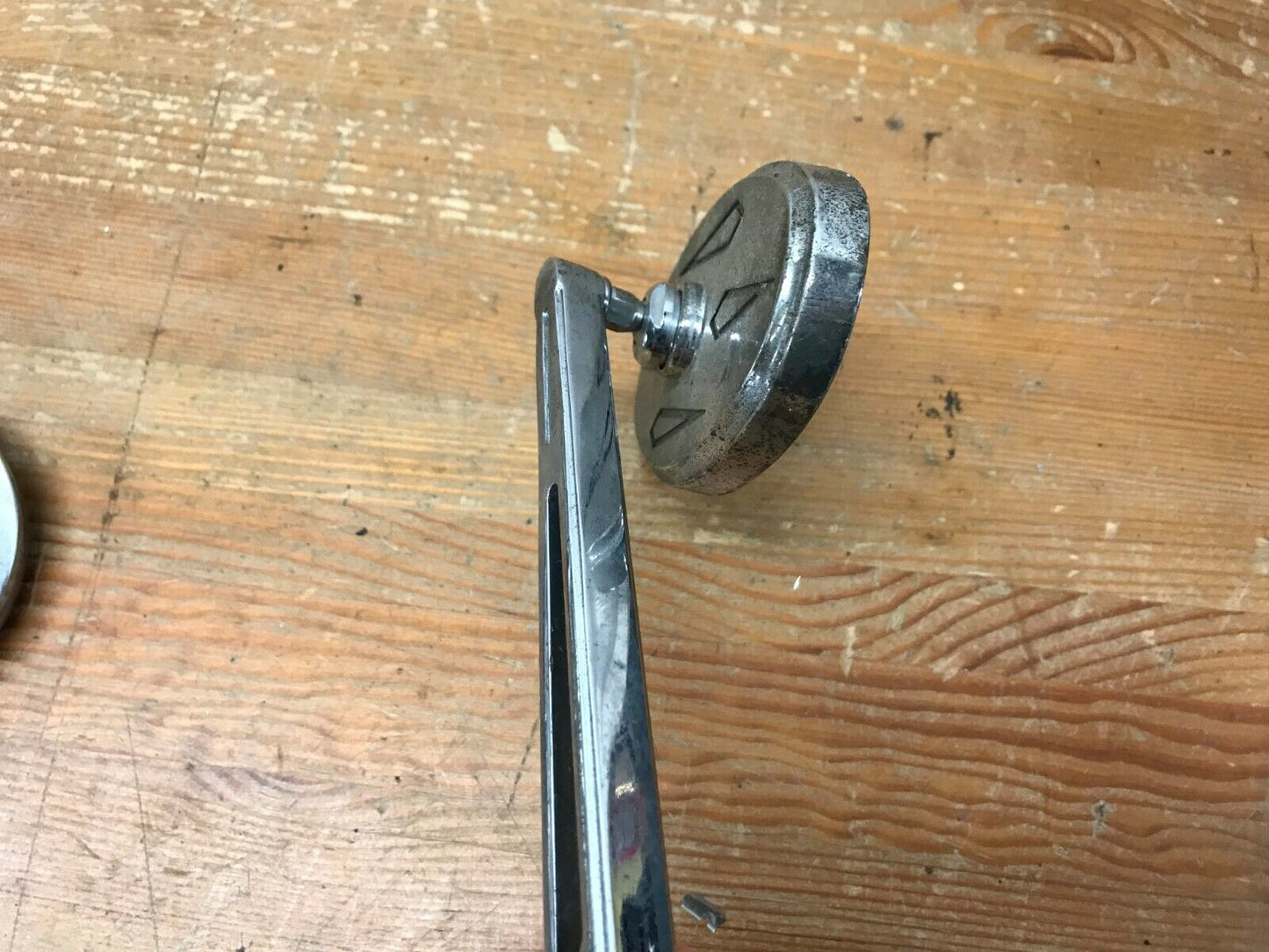 Chrome Oval Mirror Right Side Used Old School Patina Tribal Look Chopper Bobber