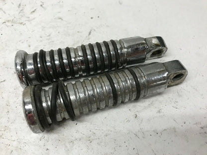 Pair Harley Shovelhead Sportster Foot Pegs Round Chrome Ribbed Bar Shield Logo