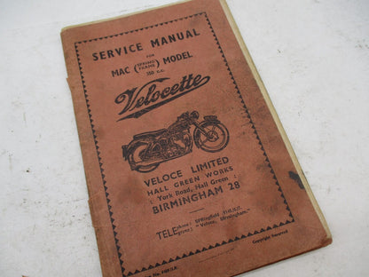 Vintage Original Velocette MAC 350 cc Service Manual Book