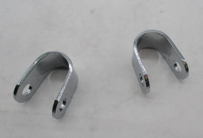 Pair of Harley Davidson Chrome Foot Peg Clamp Retaining Brackets