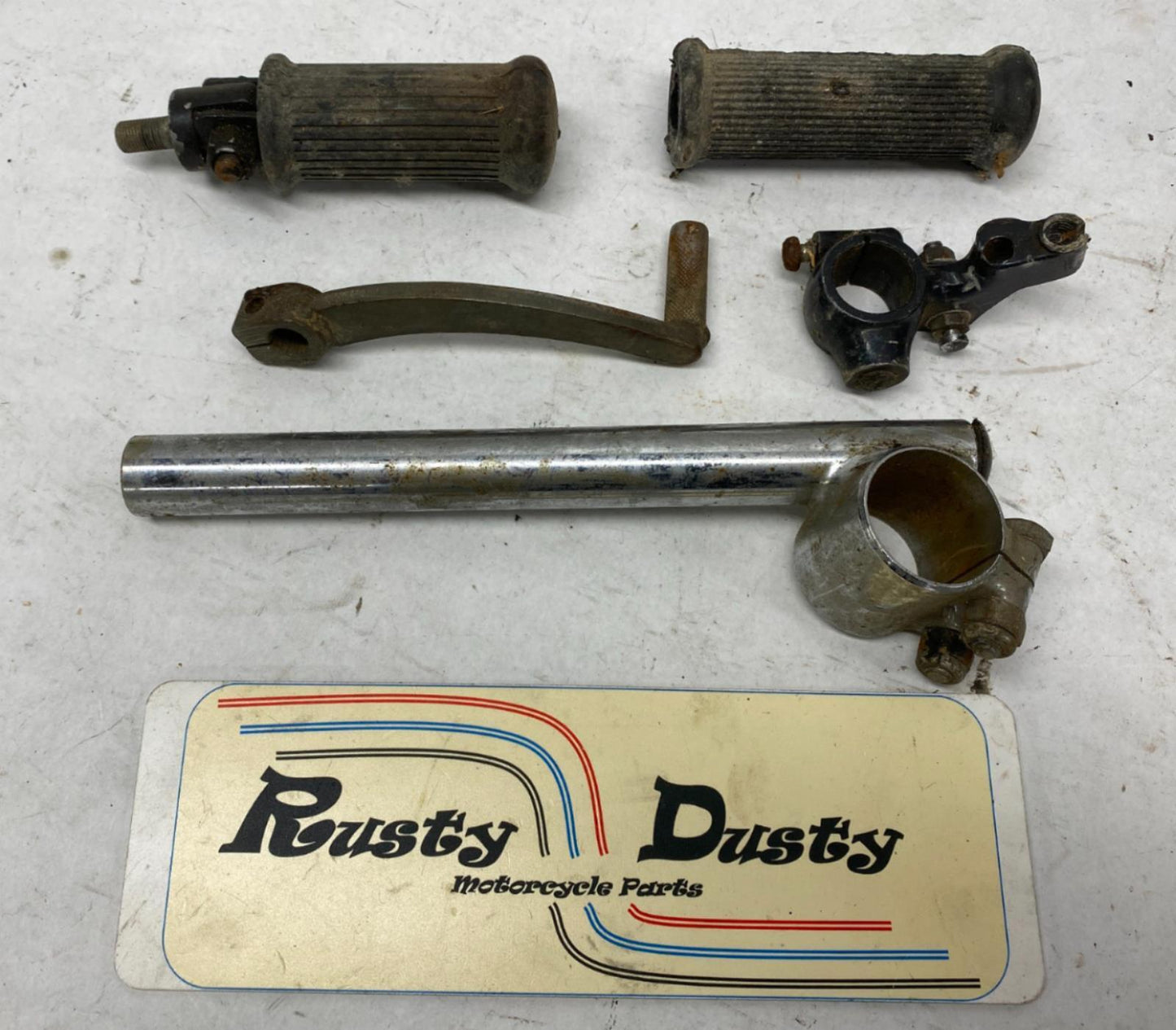 Lot of British Triumph Motorcycle Parts Foot Pegs Clip on handlebar shifter