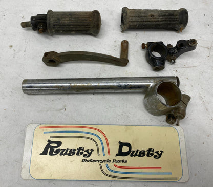 Lot of British Triumph Motorcycle Parts Foot Pegs Clip on handlebar shifter