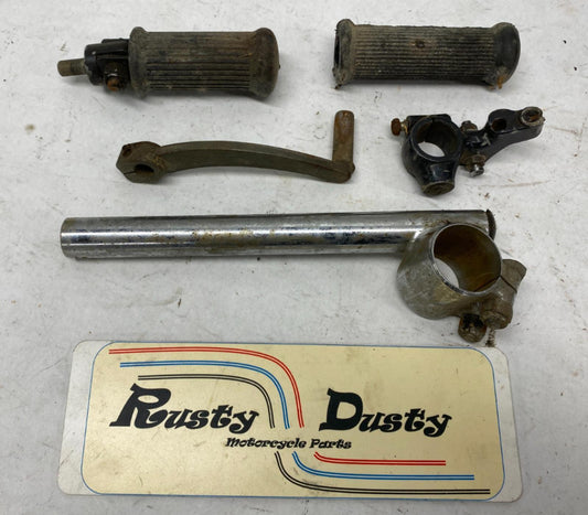 Lot of British Triumph Motorcycle Parts Foot Pegs Clip on handlebar shifter
