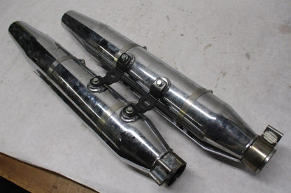 Harley Genuine Heritage Softail Exhaust Mufflers 65357-05 65353-05 w/ brackets