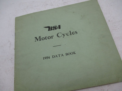 Vintage Original BSA 1954 Motorcycles Data Specification Book
