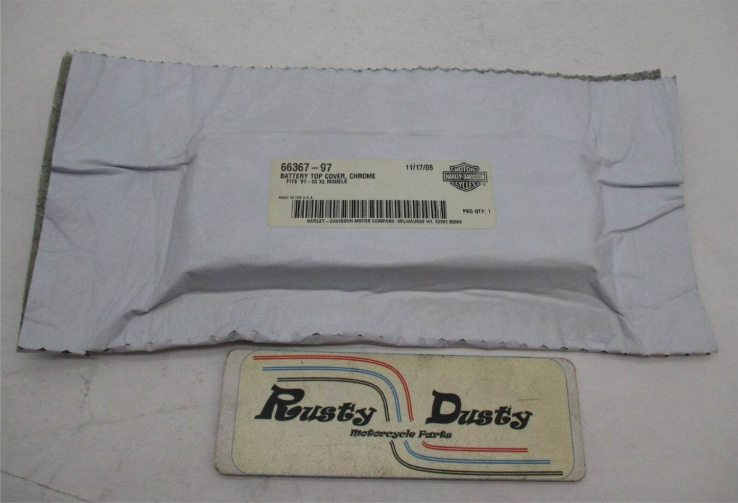 Harley Davidson Genuine NOS Chrome Battery Top Cover XL Sportster 66367-97